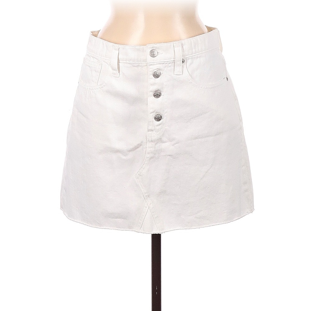 Madewell White Denim Button Fly Skirt